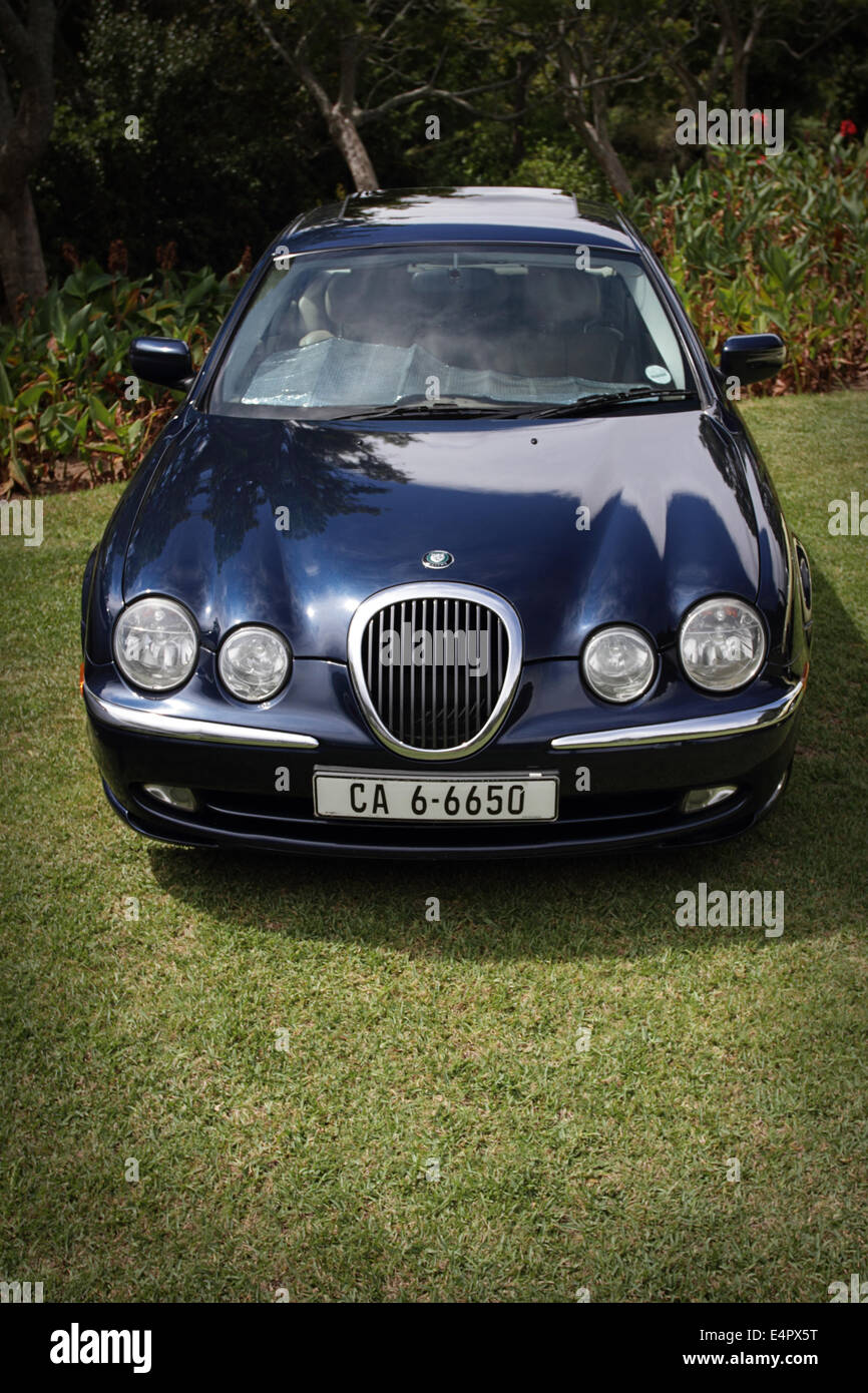 Blaue Jaguar S-type Stockfoto