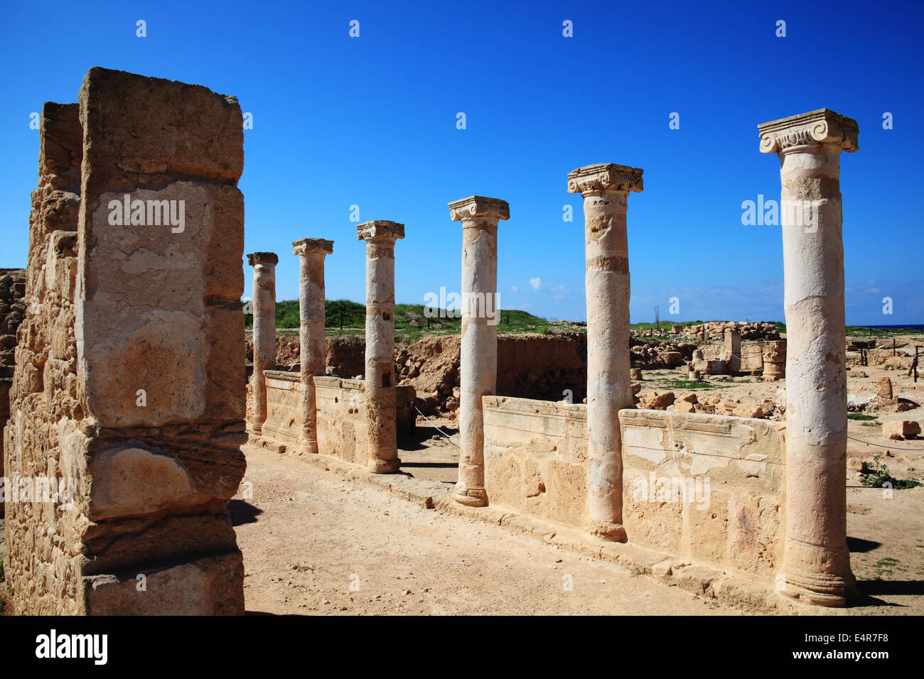 Römische Säulen in Paphos, Zypern Stockfoto