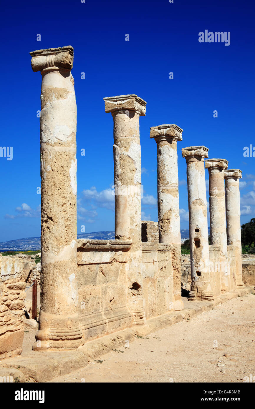 Römische Säulen in Paphos, Zypern Stockfoto