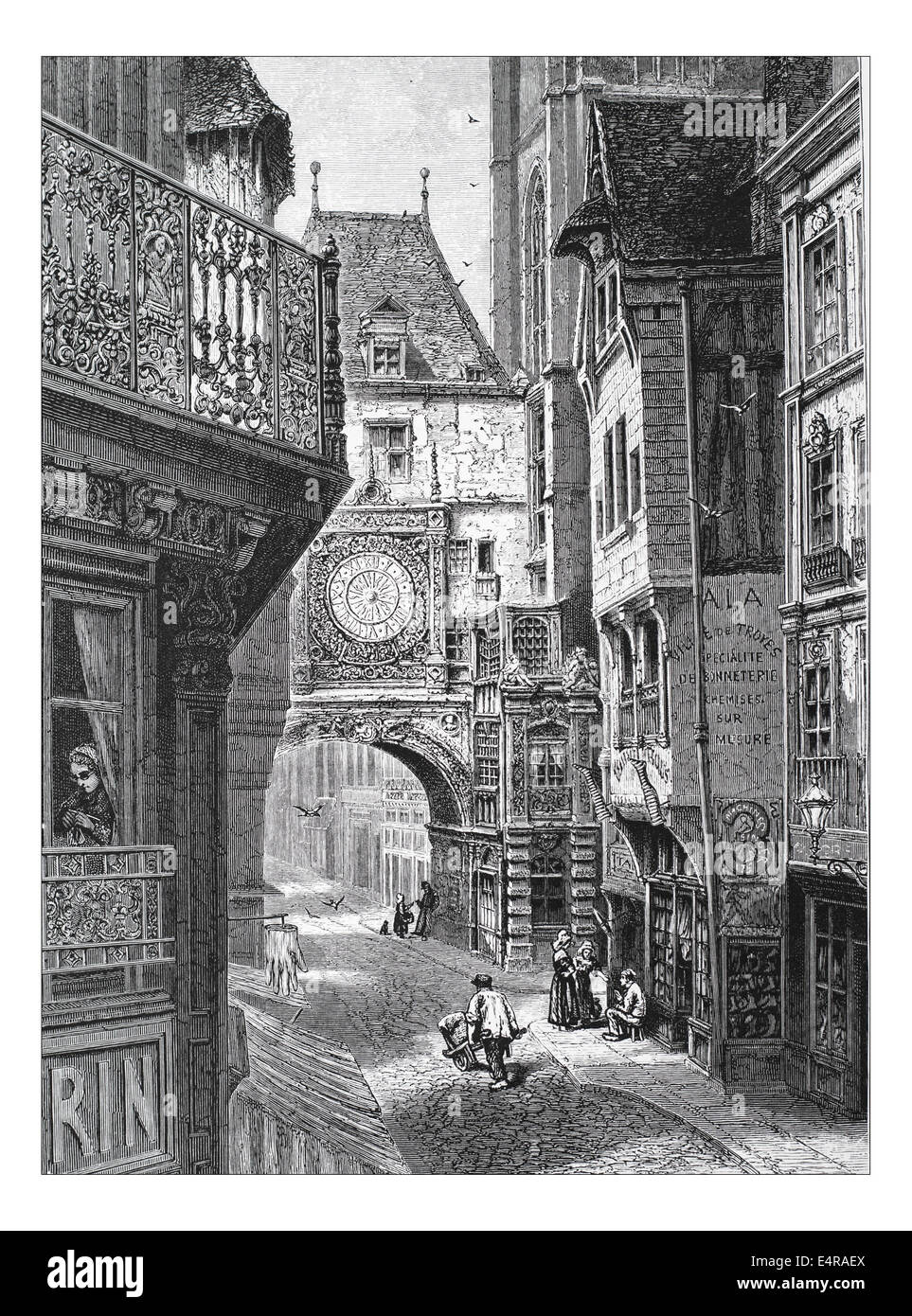 La Grosse Horloge, Rouen Illustration aus "der britischen Inseln - Cassell Petter & Galpin Teil 8 malerischen Europa. Malerischen Europa war eine illustrierte Zeitschriften von Cassell, Petter, Galpin & Co., London, Paris und New York im Jahre 1877. Die Publikationen dargestellt touristischen Lieblingsplätze in Europa, mit Text-Beschreibungen, Stahl- und Holzstiche von herausragenden Künstlern der Zeit, wie Harry Fenn, William H J Boot, Thomas C. L. Rowbotham, Henry T. Green, Myles B. Foster, John Mogford, David H. McKewan, William L. Leitch, Edmund M. Wimperis und Joseph B. Smith. Stockfoto