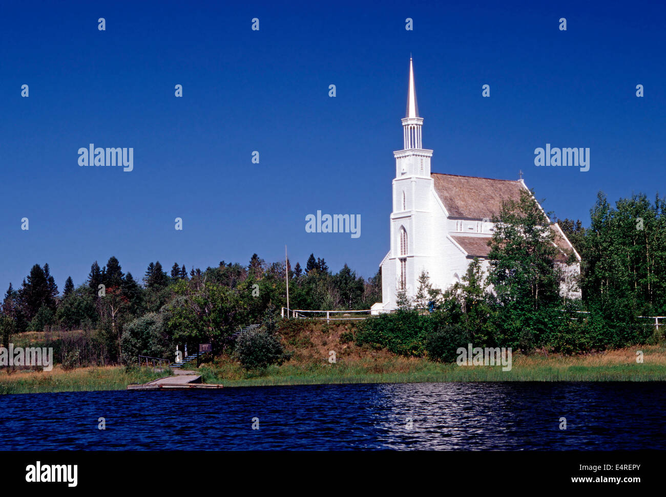 Heilige Dreifaltigkeit anglikanische Kirche, Stanley Mission, Saskatchewan Stockfoto