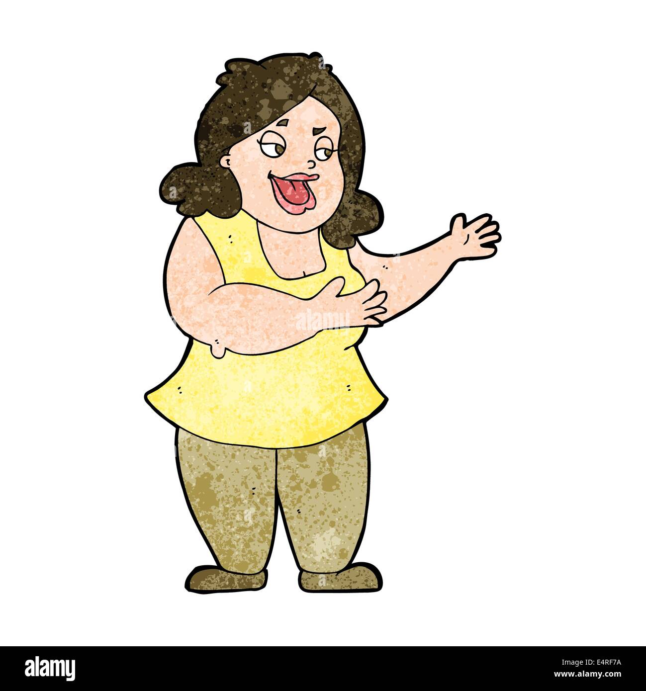 Cartoon Glucklich Dicke Frau Stock Vektorgrafik Alamy