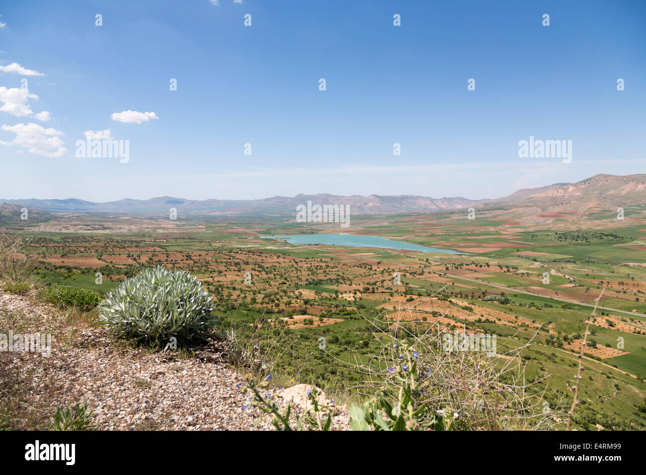 Landschaft mit See zwischen Hasankeyf und Mardin, südöstlichen Anatolien, Türkei Stockfoto