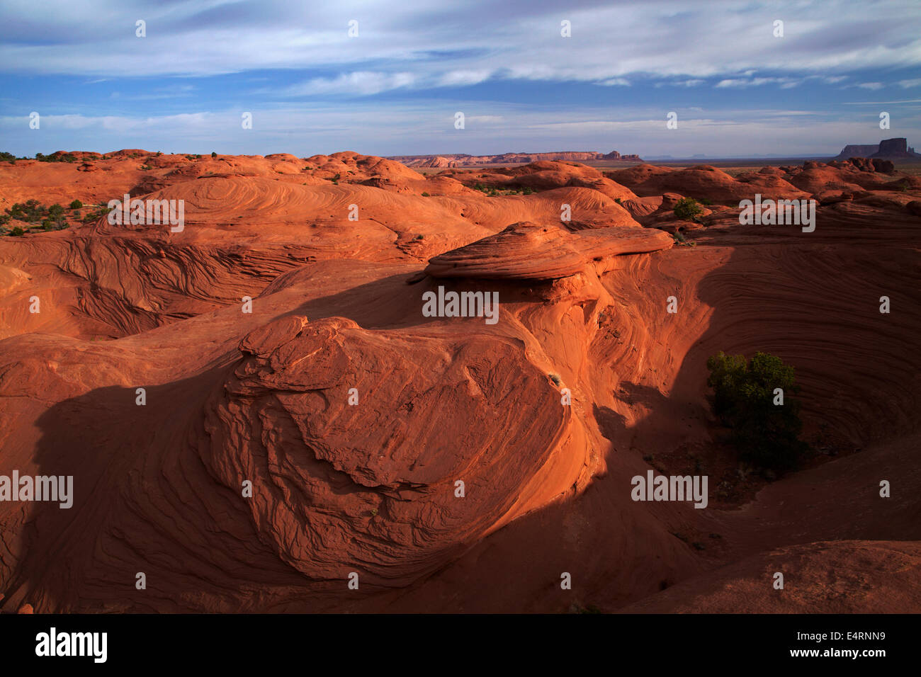 Felsformationen, Mystery Valley, Monument Valley, Navajo-Nation, Grenze zu Utah/Arizona, USA Stockfoto