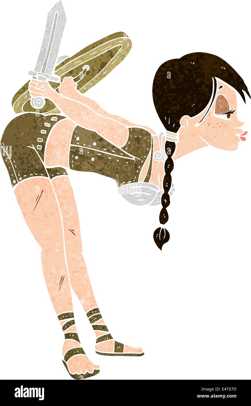 Wikinger Mädchen verbeugte sich Cartoon Stock Vektor