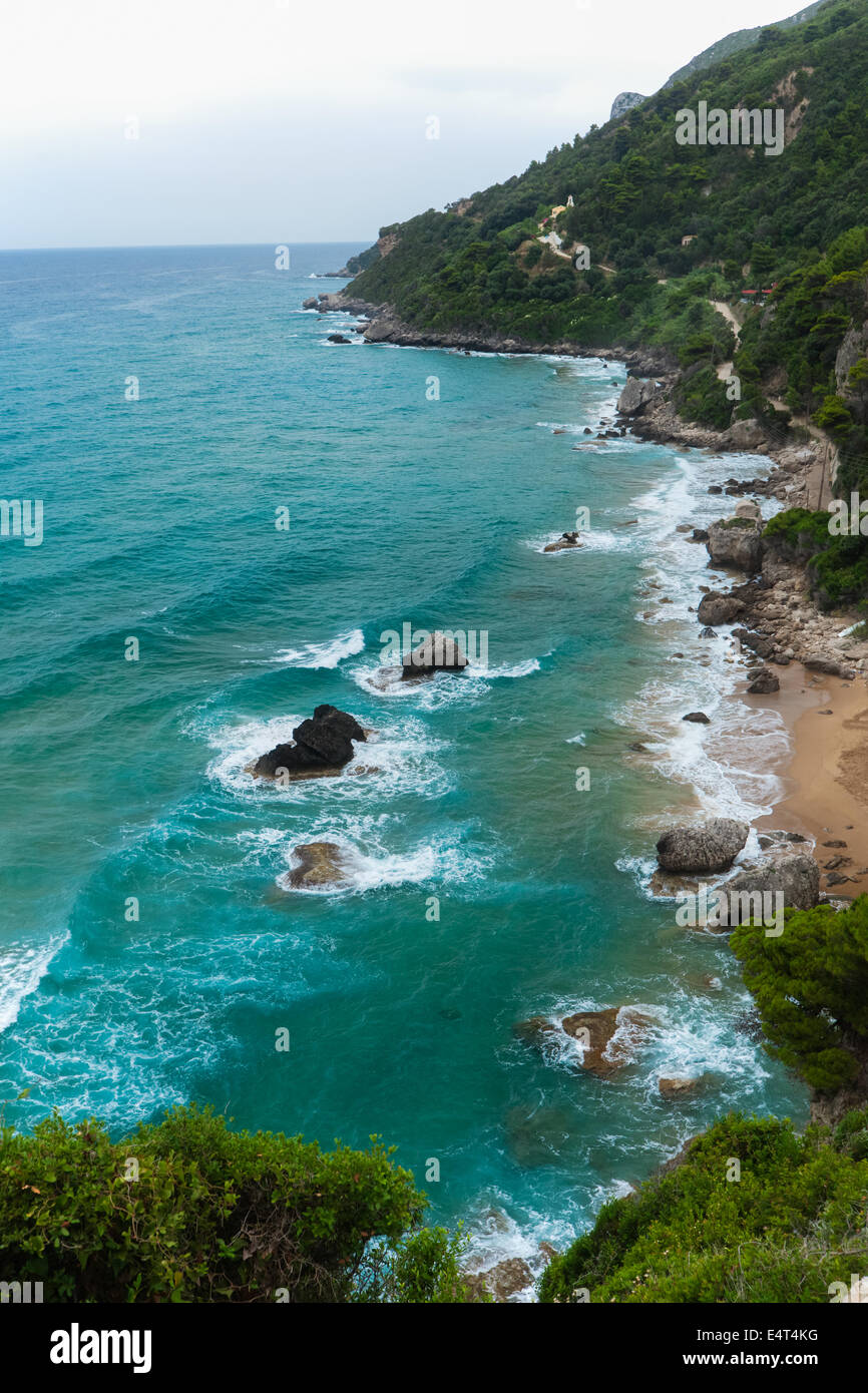 Myrten Strand, Westküste, Corfu, Ionische Inseln, Griechenland Stockfoto
