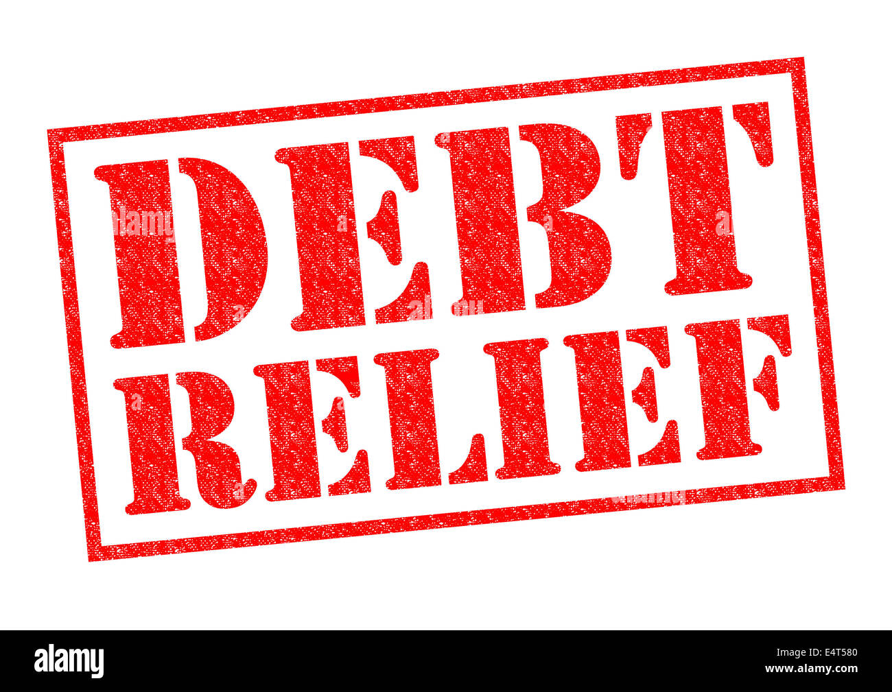 DEBT RELIEF rot Stempel auf einem weißen Hintergrund. Stockfoto DEBT RELIEF rot Stempel auf einem weißen Hintergrund. Stockfoto