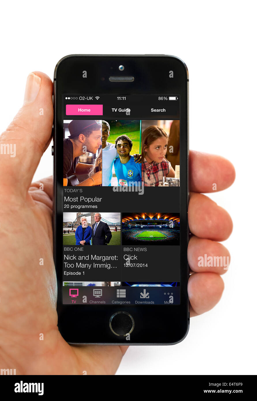 Auf Nachfrage Fernsehen über die BBC iPlayer-app auf einem Apple iPhone 5 s Stockfoto