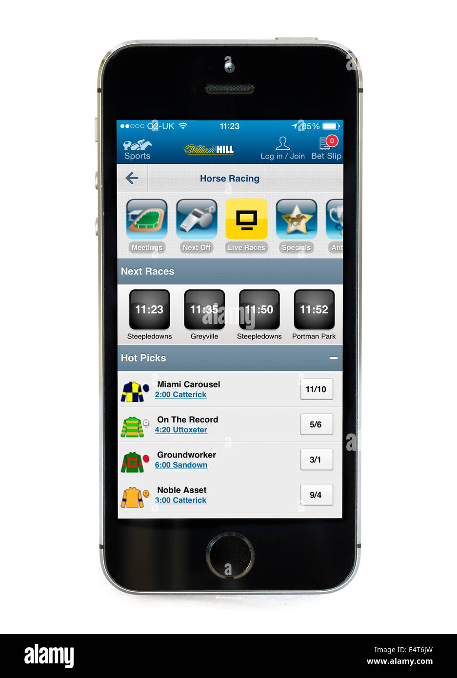 William Hill Wetten app auf einem Apple iPhone 5 s Stockfoto
