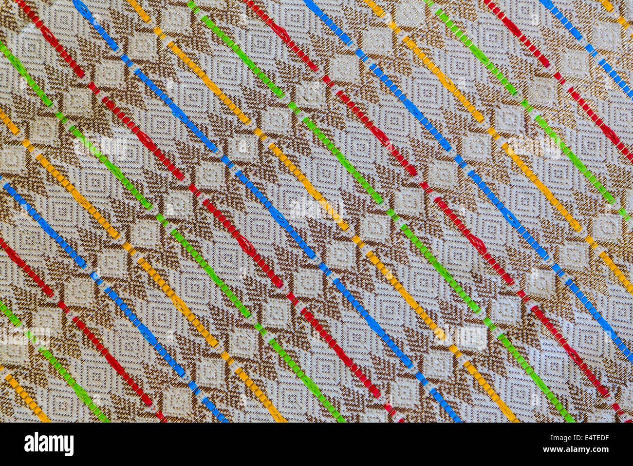 Bali, Indonesien.  Design-Muster auf einem balinesischen Sarong.  Hergestellt in Thailand. Stockfoto