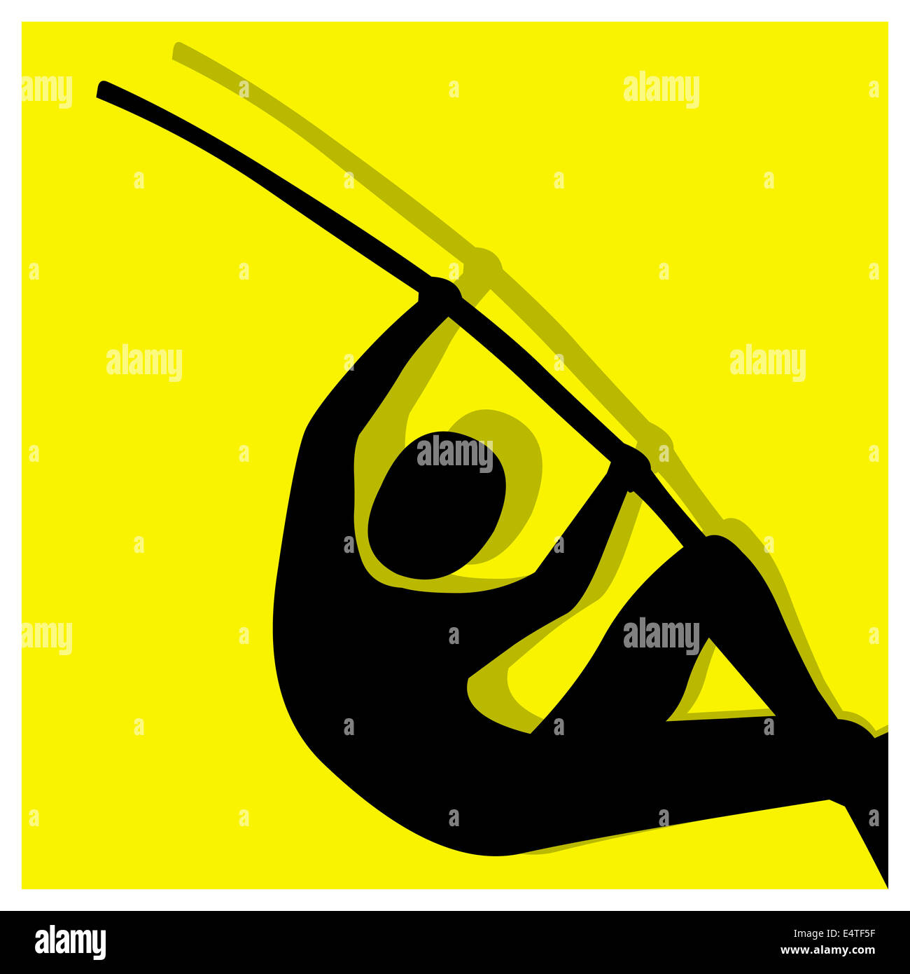 Stabhochsprung Piktogramm gelb Stockfoto