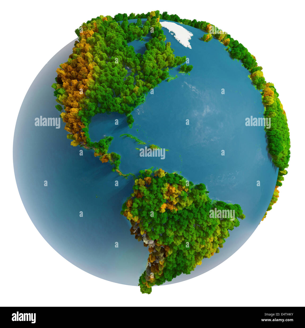Planetenerde mit Laub Kontinente Stockfoto