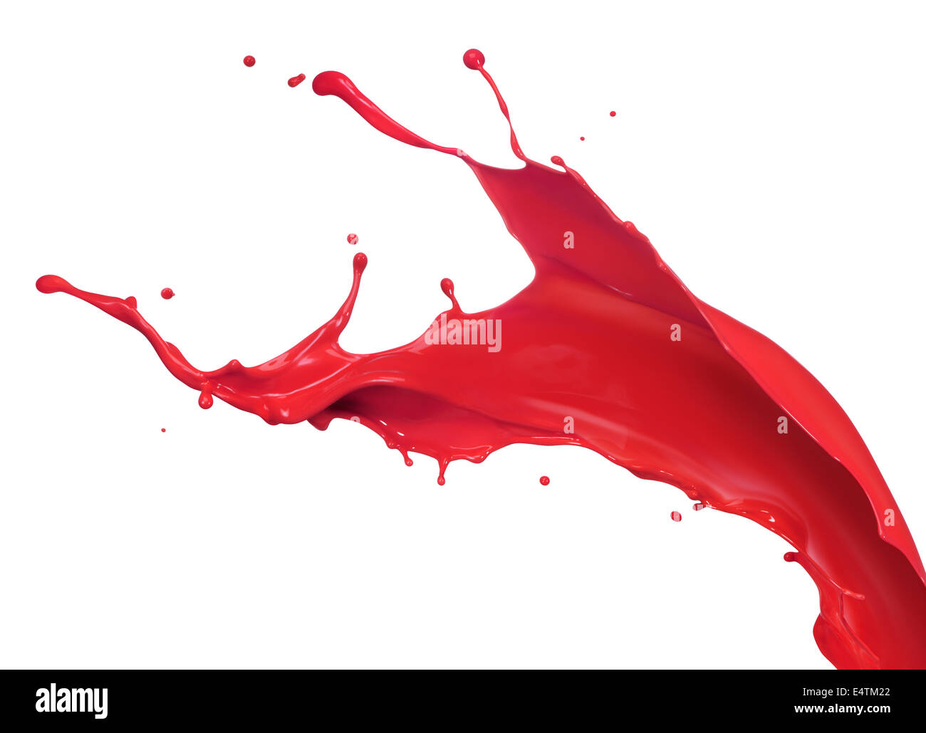 rote Farbe Splash isoliert auf weißem Hintergrund Stockfoto