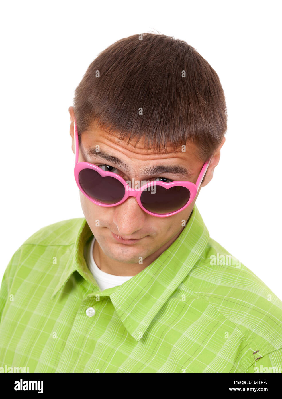 Porträt eines Mannes in lustige rosa Sonnenbrille Stockfotografie - Alamy