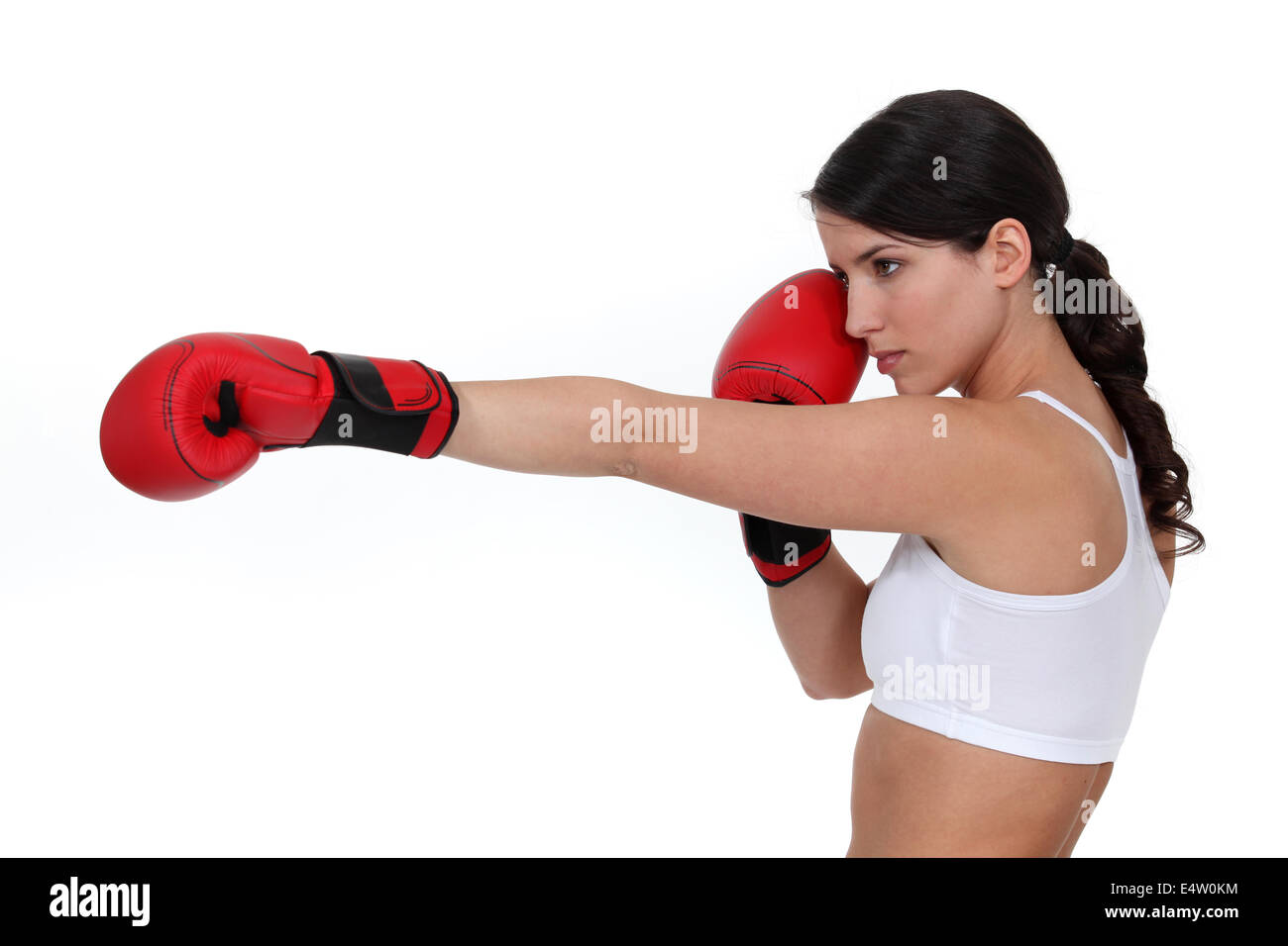 Boxer werfen einen Schlag Stockfoto