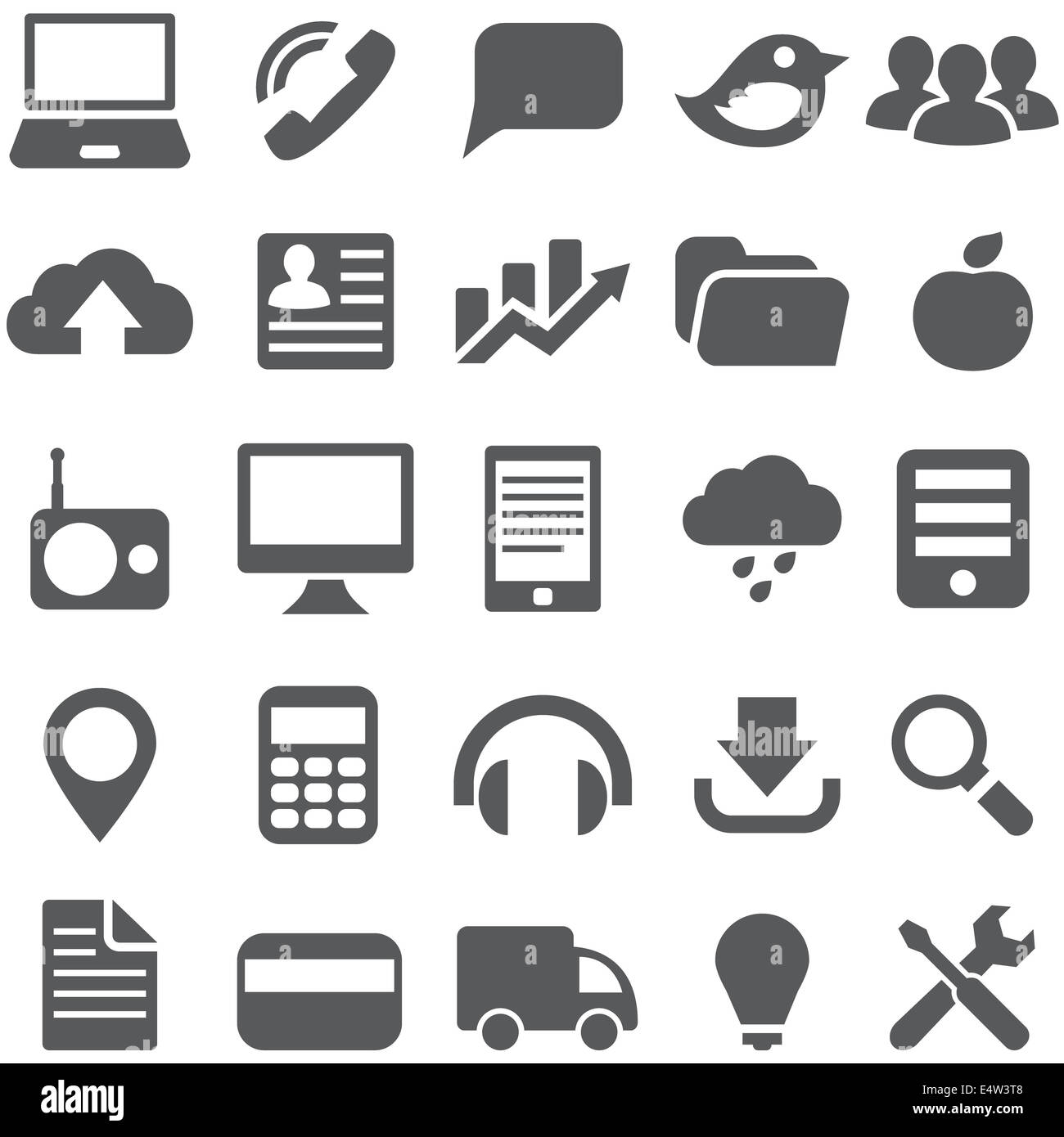 Stellen Sie graue einfache Icons für Web-Design. Stockfoto