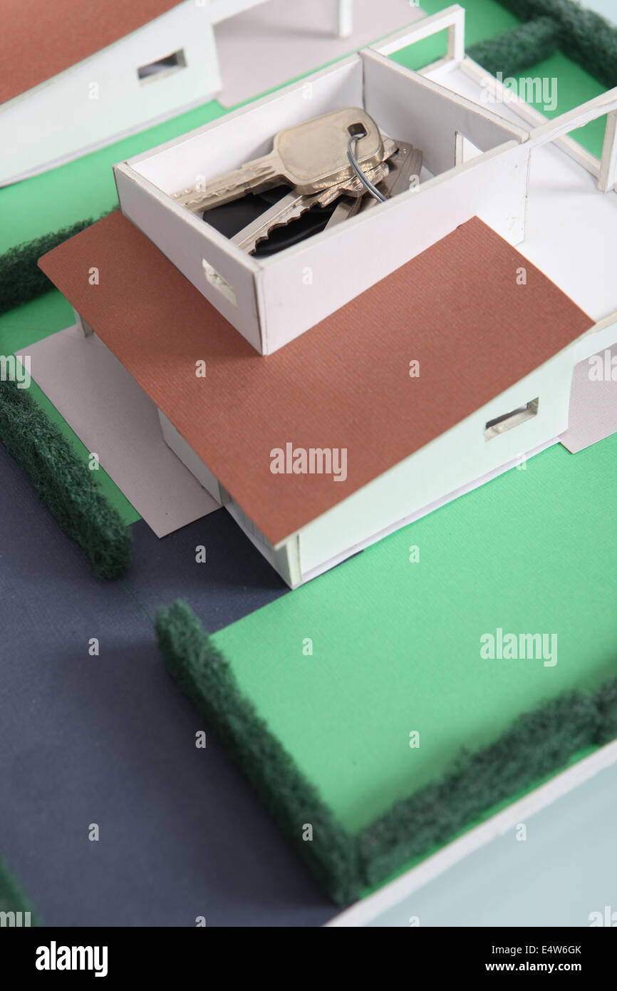 Hausschlüssel Modellprojekt Gehäuse Stockfoto