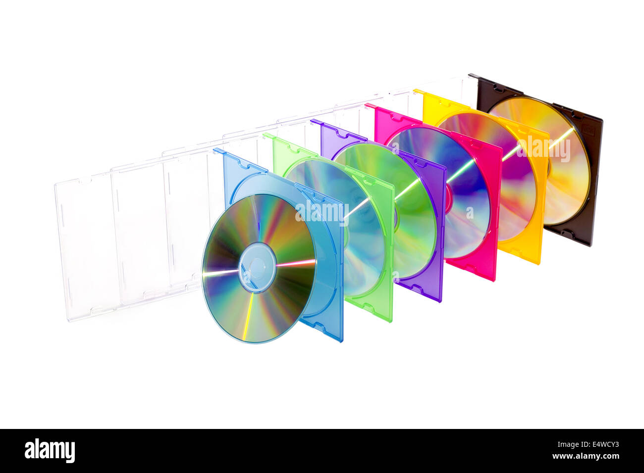 CD in farbigen Kästchen Stockfoto