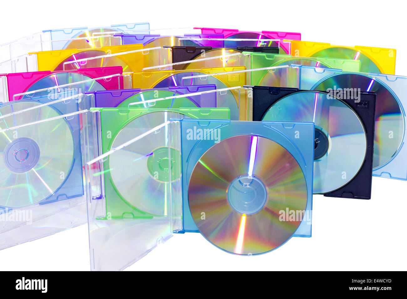 CD in der offenbarten Farbfeldern Stockfoto