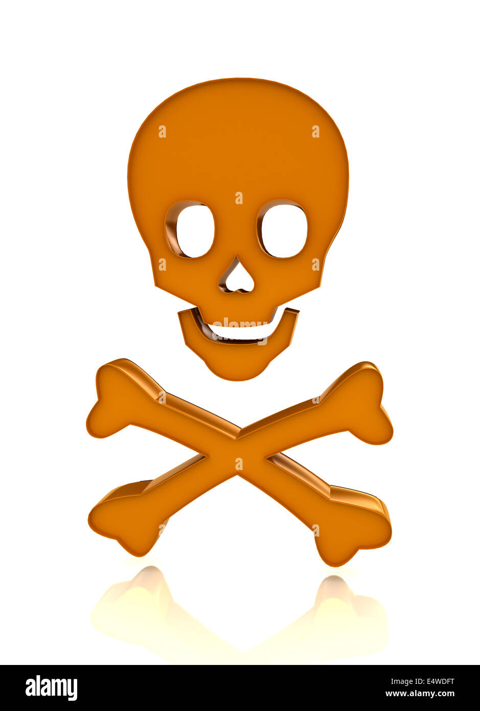 Totenkopf mit Knochen auf weißem Hintergrund Stockfoto