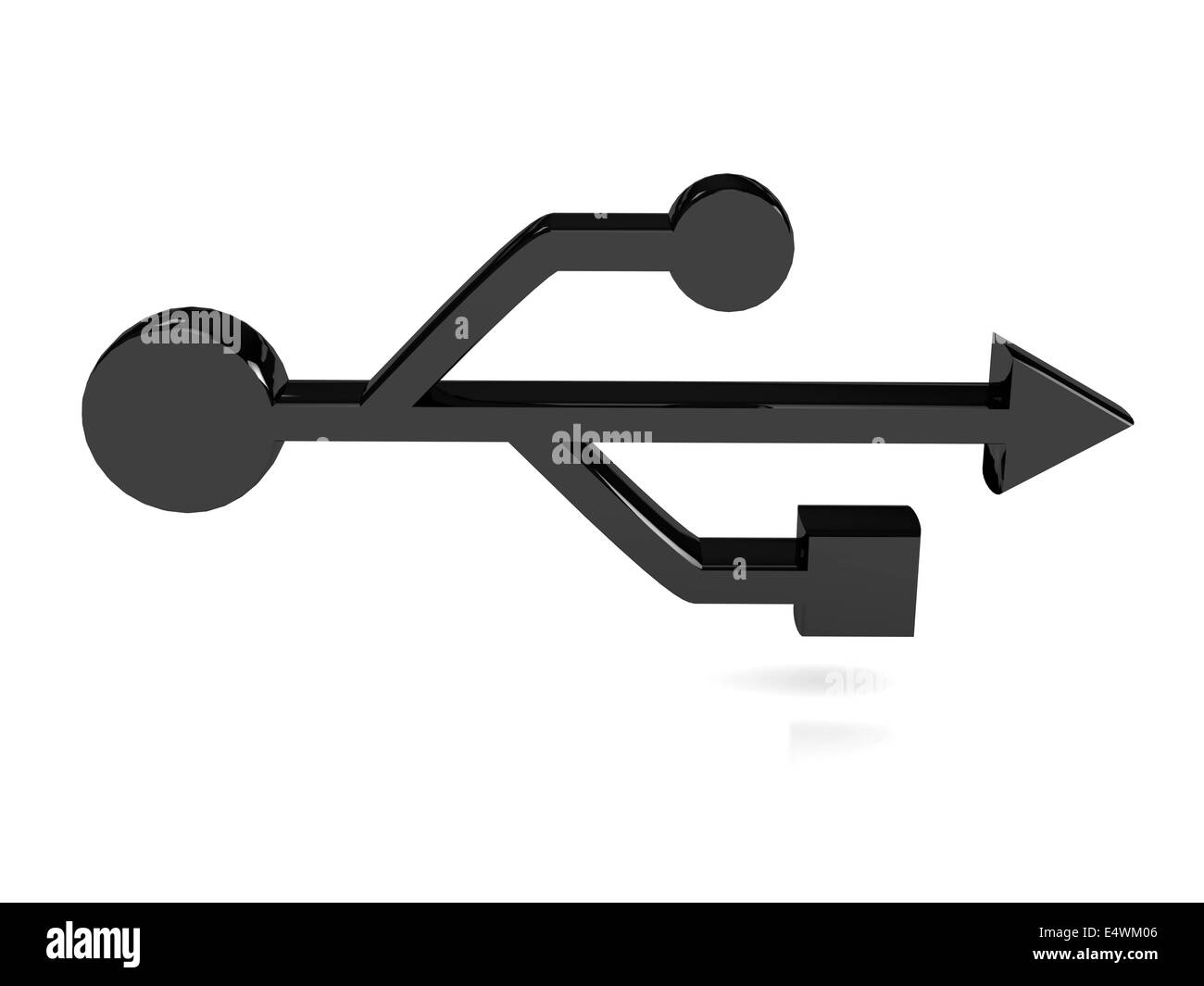 3D USB-Symbol über weiß Stockfoto