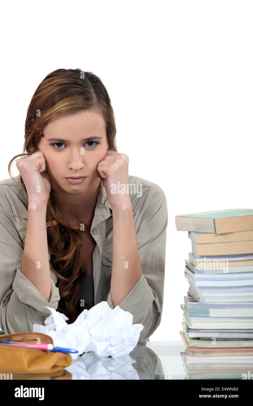 Überwältigt student Stockfoto