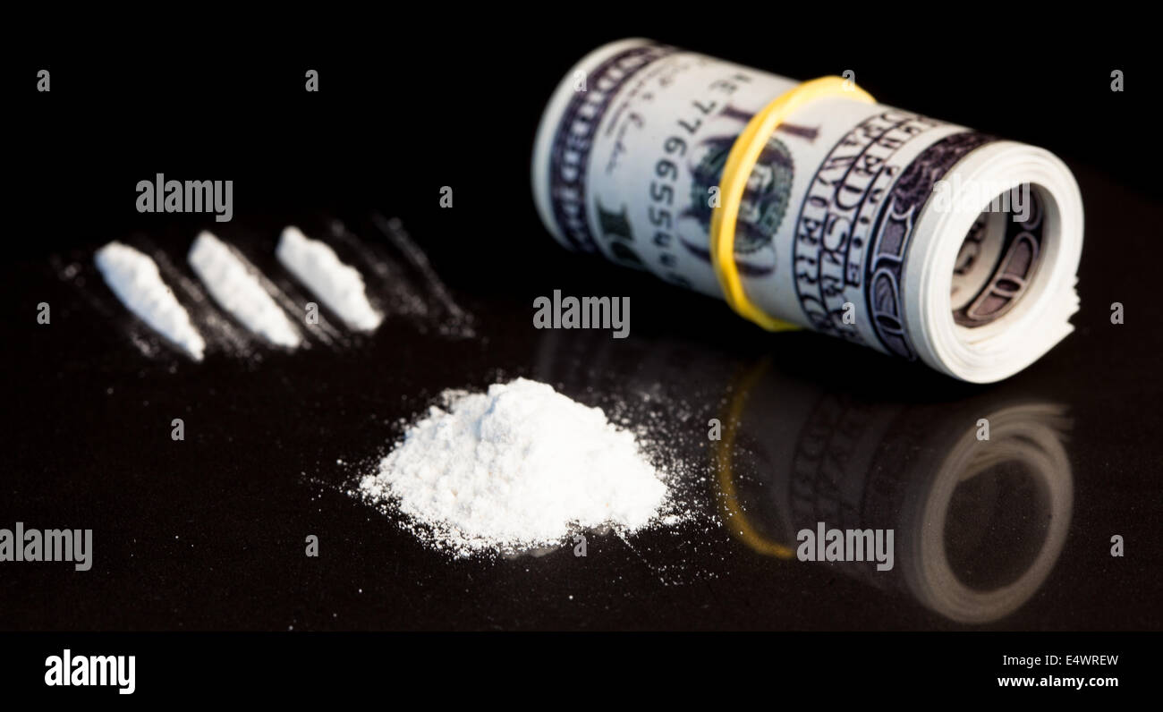 Geld und Drogen Stockfoto