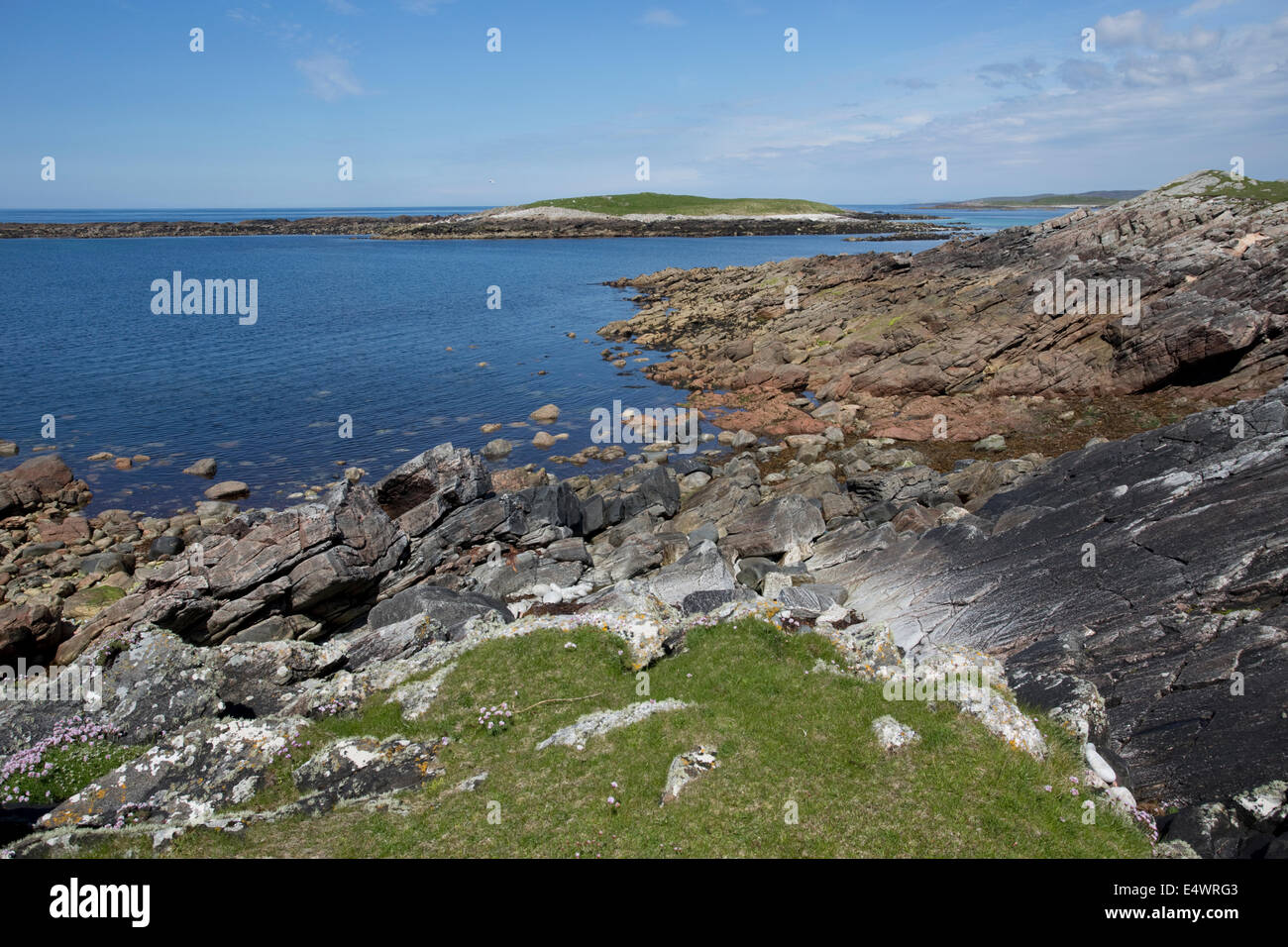 Malerische Felsenküste Balranald Nature Reserve North Uist äußeren Hebriden Scotland Stockfoto