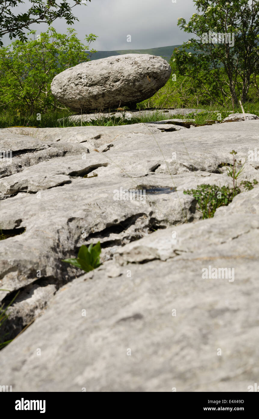 Kalkstein-Felsen bei Ingleborough Stockfoto