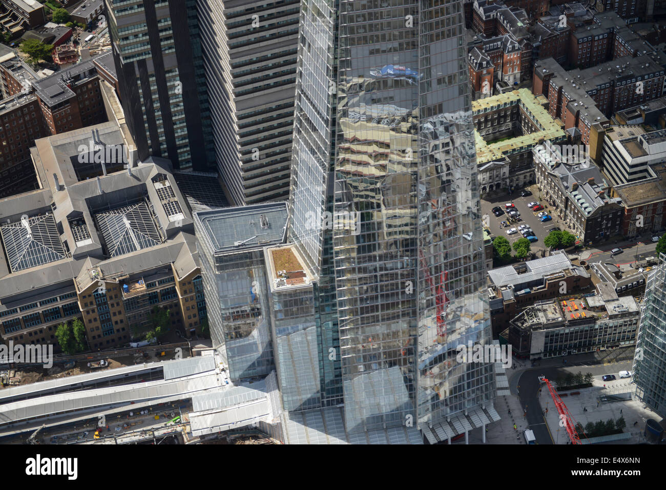 Eine Nahaufnahme Luftaufnahme von The Shard in London Stockfoto