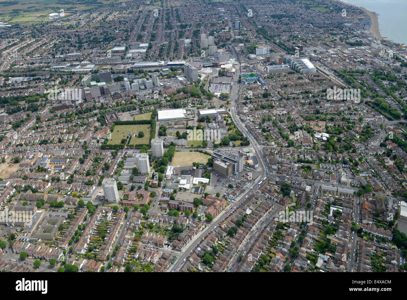 Luftaufnahme des Southend Blick nach Osten in Richtung Stadtzentrum. Stockfoto
