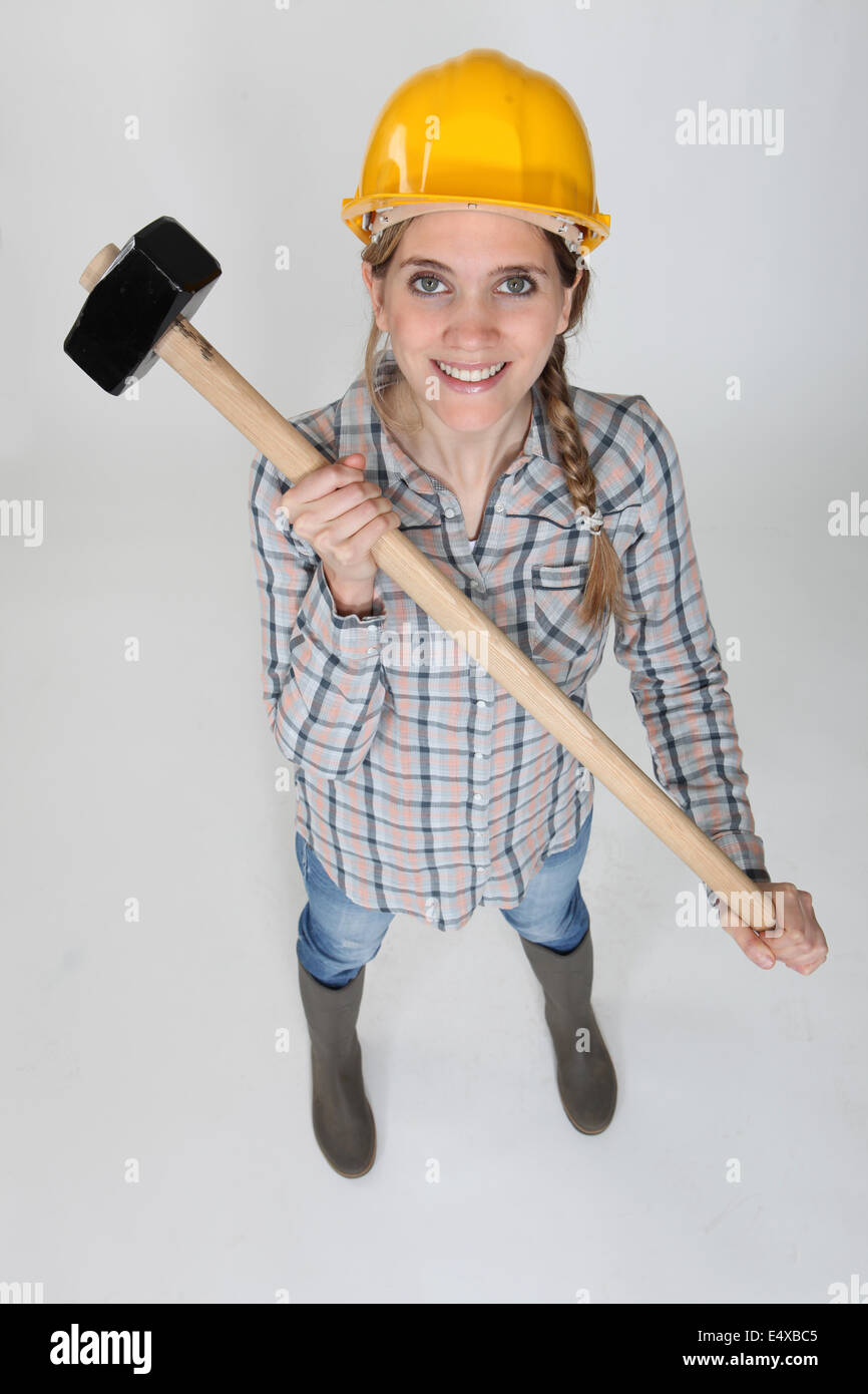 Webermeisterin mit einem hammer Stockfoto