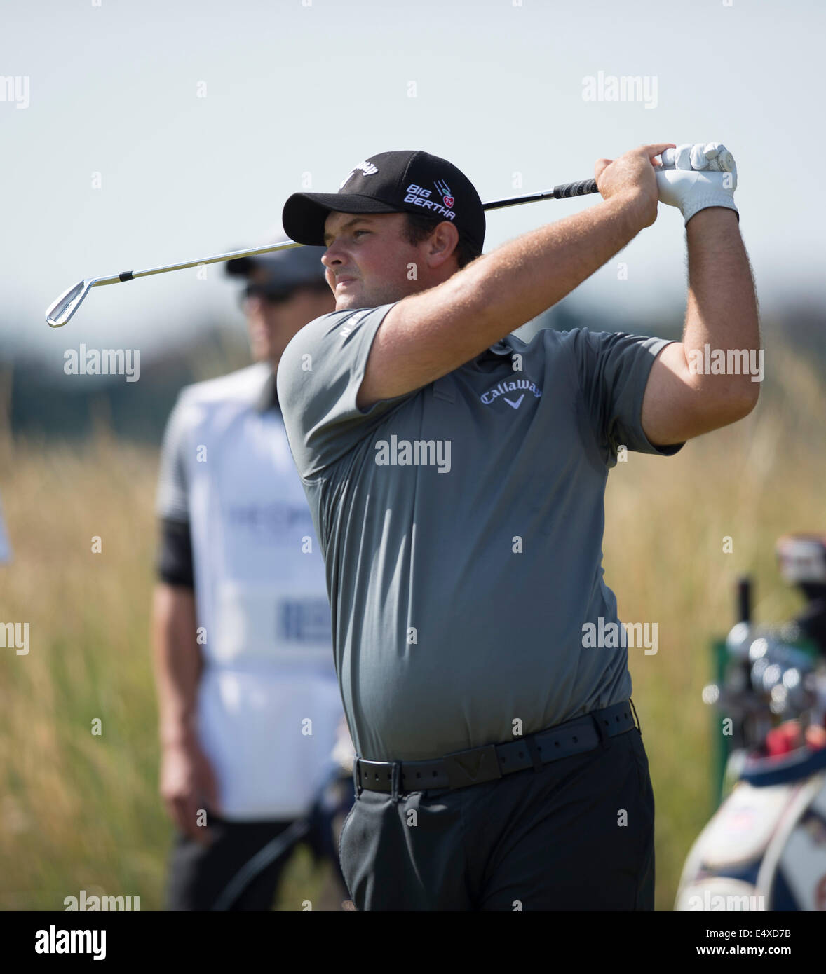 Hoylake, UK. 17. Juli 2014. Die Open Golf Championship. Patrick REED [USA] Abschlag am 7. Loch in der ersten Runde. Bildnachweis: Action Plus Sport Bilder/Alamy Live News Stockfoto