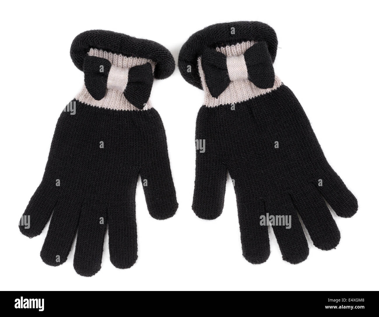 Schwarze Handschuhe auf weißem Hintergrund Stockfoto