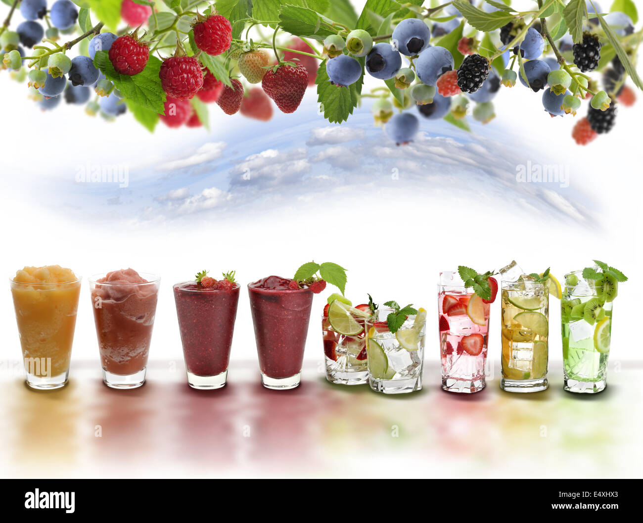 Frucht-Getränke-Sortiment Stockfoto