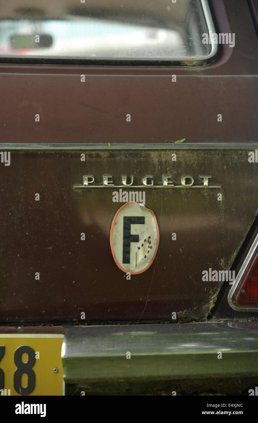 Verlottert aber Peugeot 204 Oldtimer in Frankreich Stockfoto