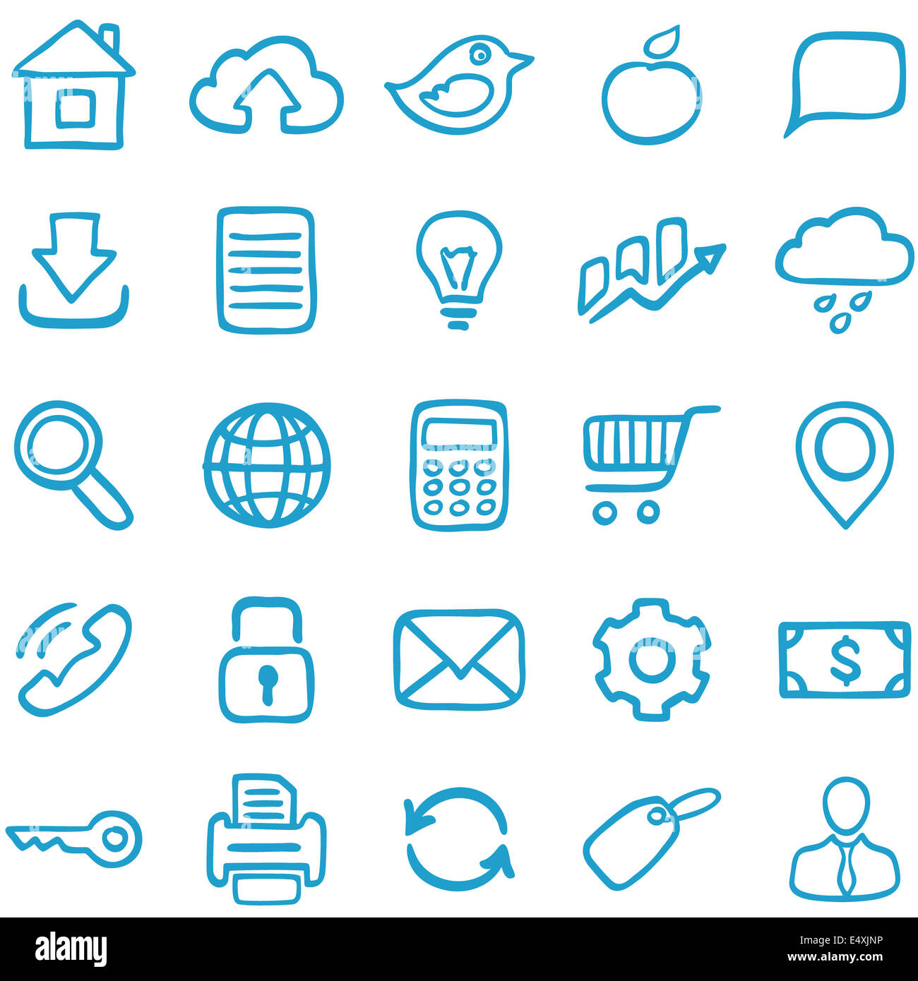 Handgezeichnete Symbole für Design. Stockfoto