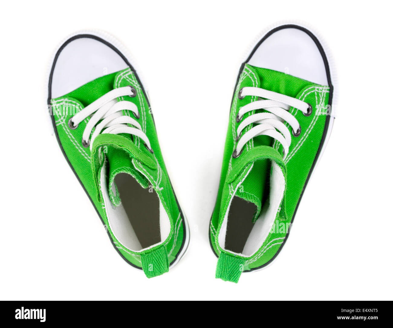 Ansicht von oben grün Sneakers Stockfoto