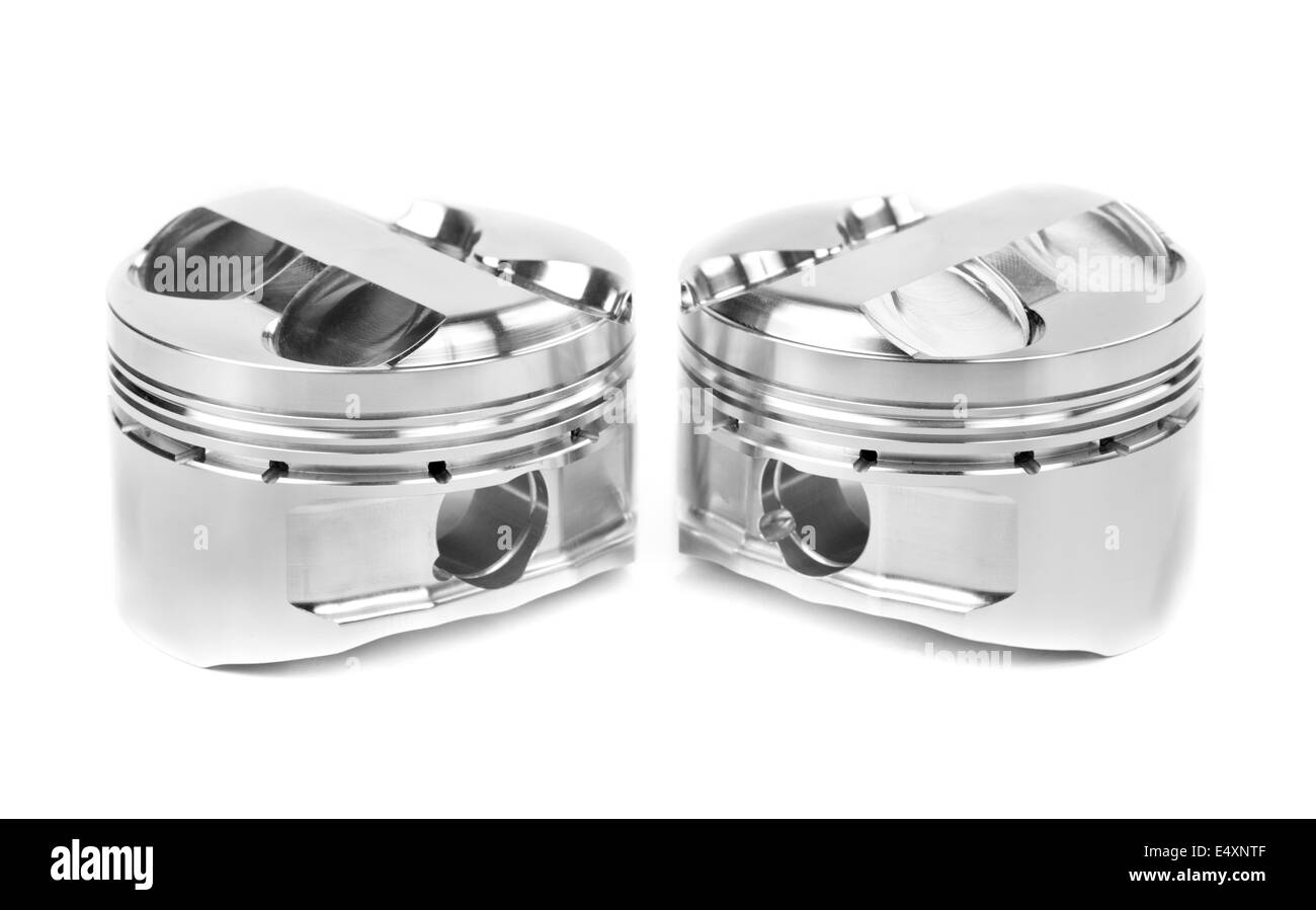 Satz von zwei polierten Schmiedekolben Stockfoto