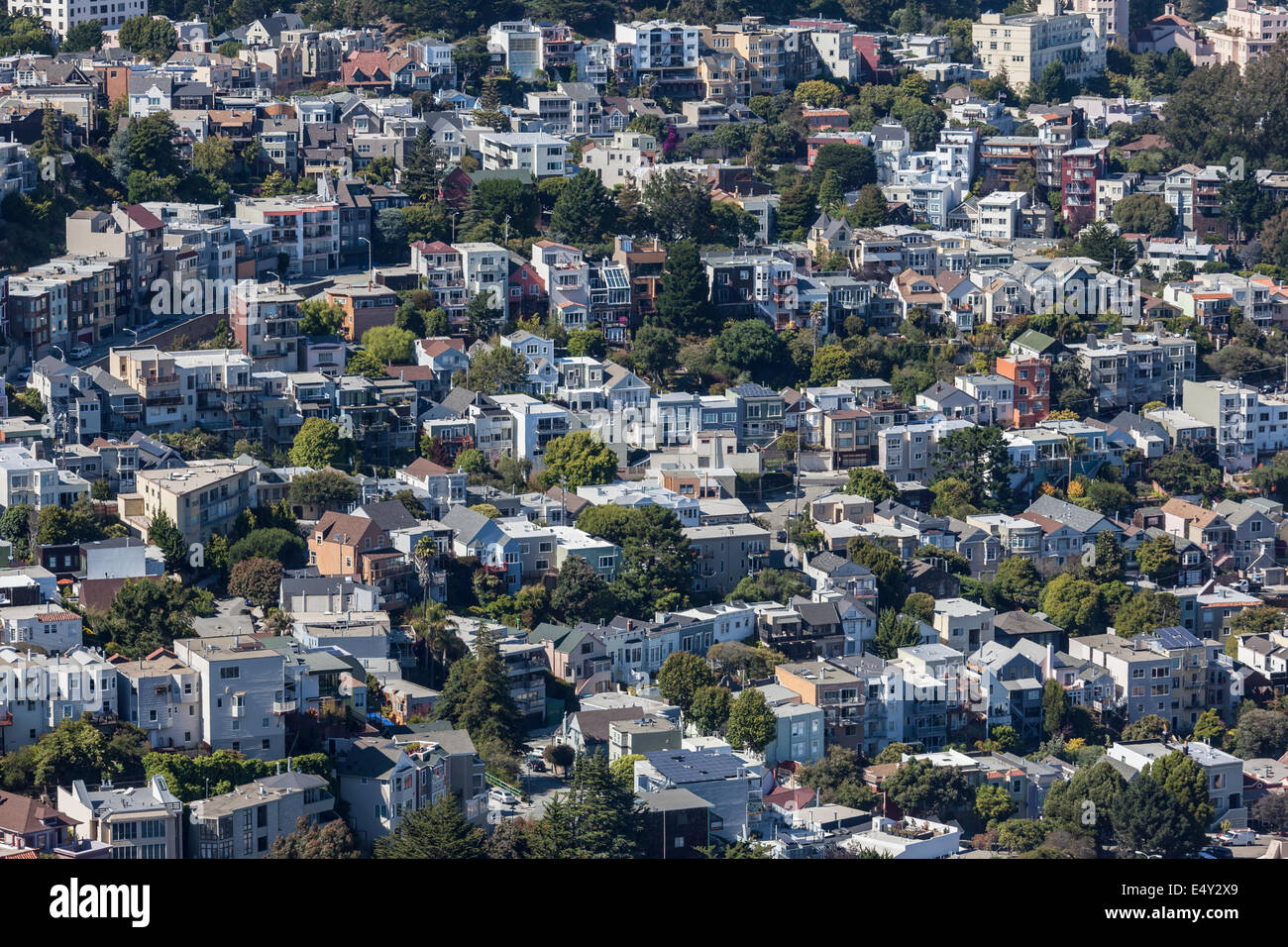 Dichten Hang Nachbarschaft in der Stadt San Francisco, Kalifornien. Stockfoto
