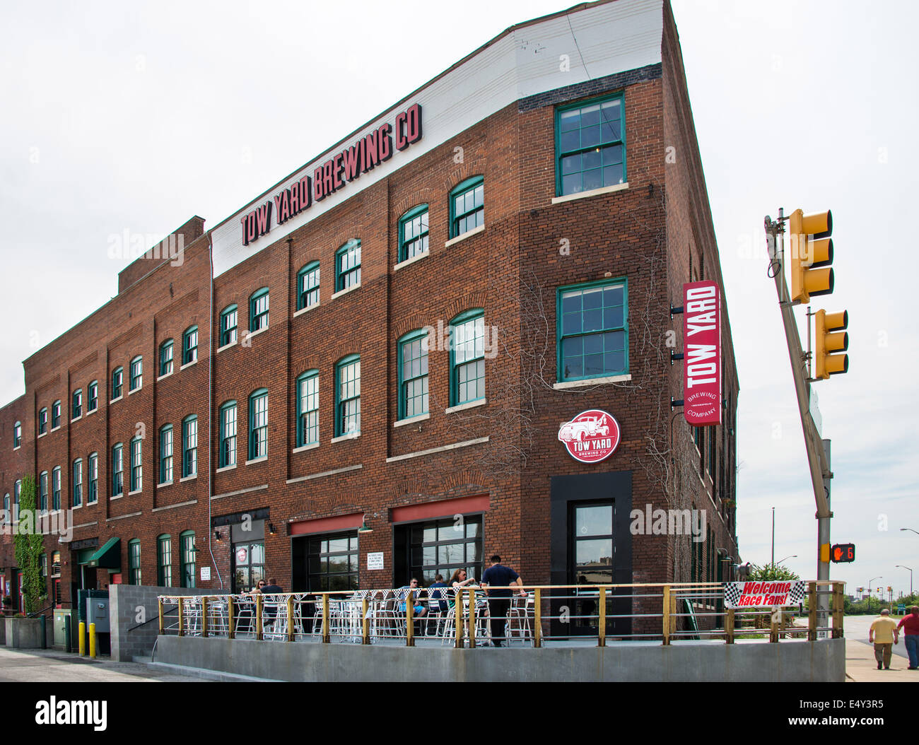 Schlepptau Hof Brauerei im Zentrum von Indianapolis. Indiana, USA. Stockfoto