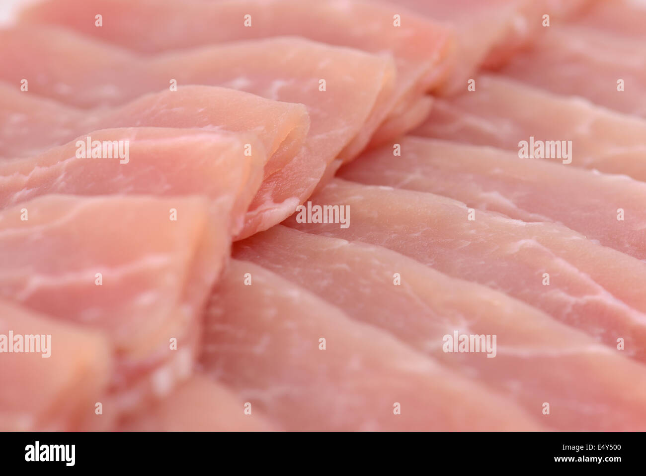 Rohes Schweinefleisch Scheiben Stockfoto