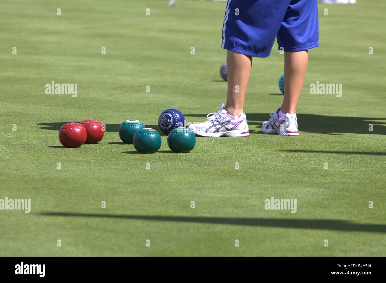 Kelvingrove Lawn Bowls Center, Glasgow, Schottland, Großbritannien, Donnerstag, 17th. Juli 2014. Team Scotland Training in der Halle für die Commonwealth Games Lawn Bowls Competition 2014 Stockfoto