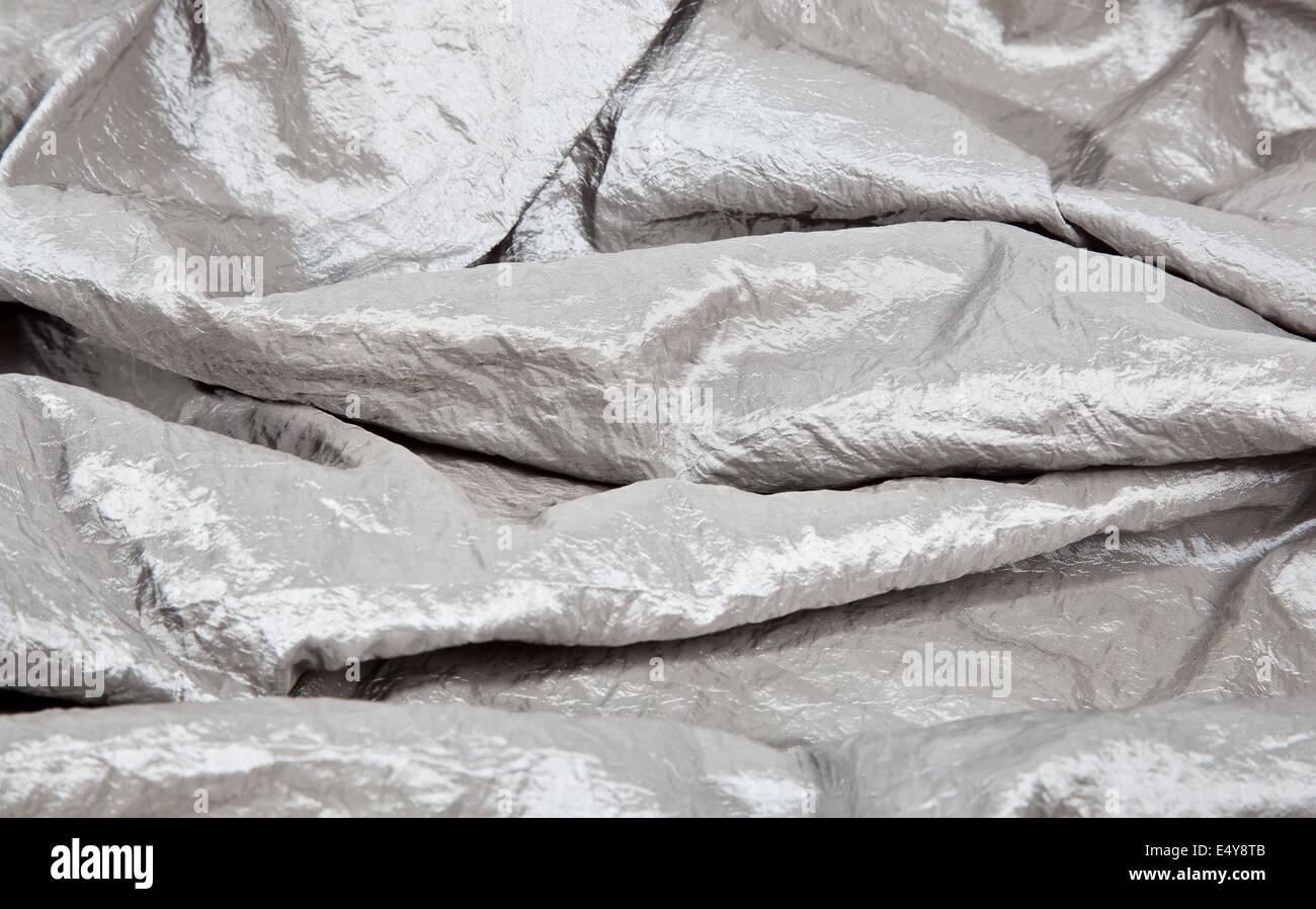 Silber faltigen Stoff Taft Hintergrund Stockfoto