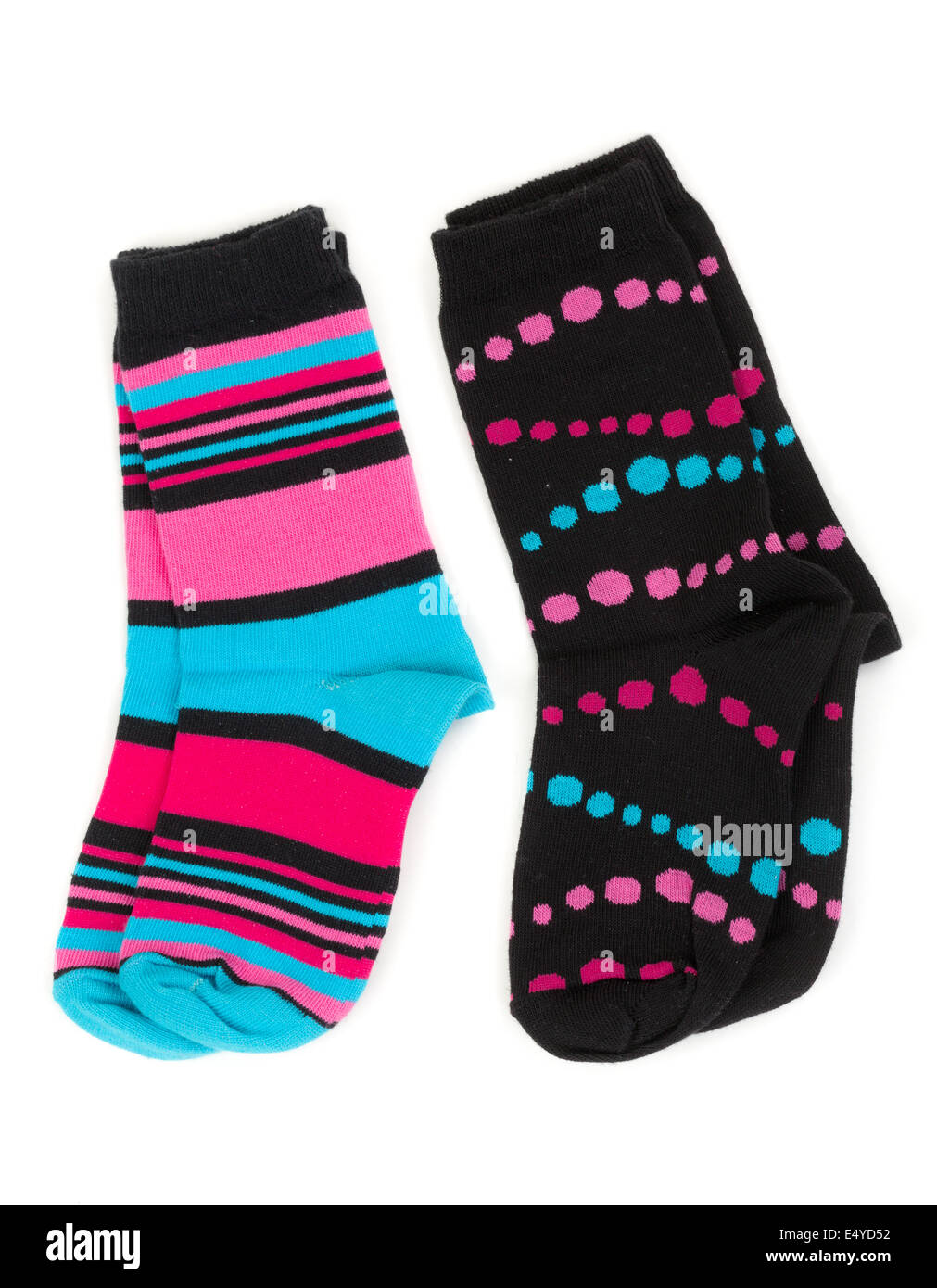zwei paar farbige Socken Stockfoto
