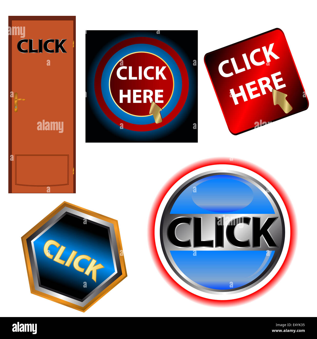 Klicken Sie auf Schaltflächen festlegen Stockfoto