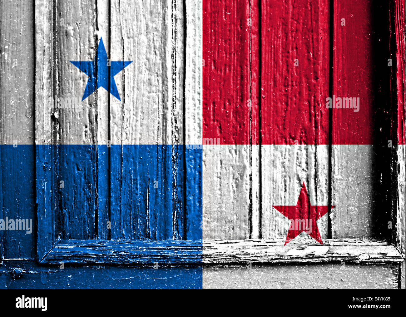 Flagge von Panama bemalt auf Holzrahmen Stockfoto