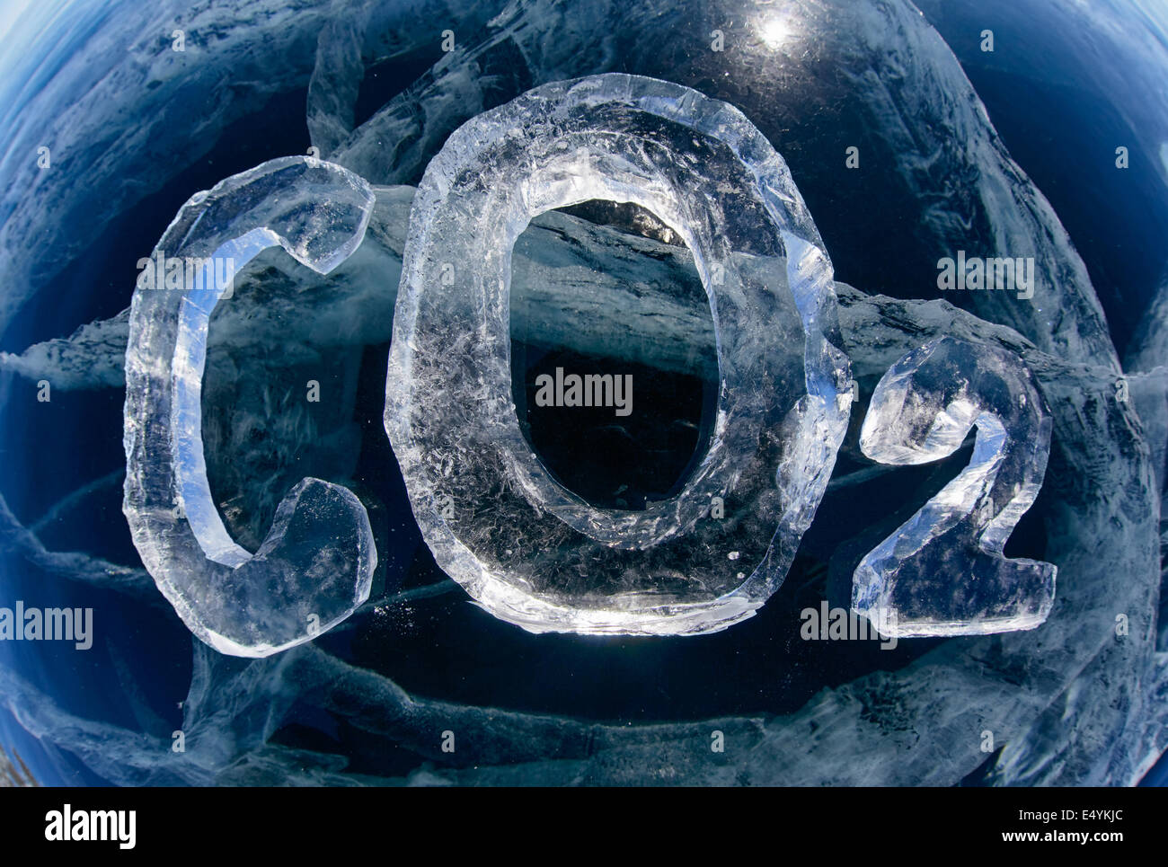 Eisige chemische Formel von Kohlendioxid CO2 Stockfoto