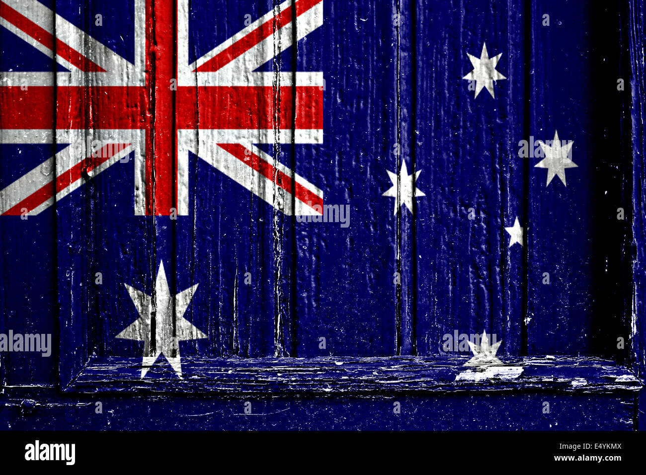 Flagge von Australien bemalt auf Holzrahmen Stockfoto