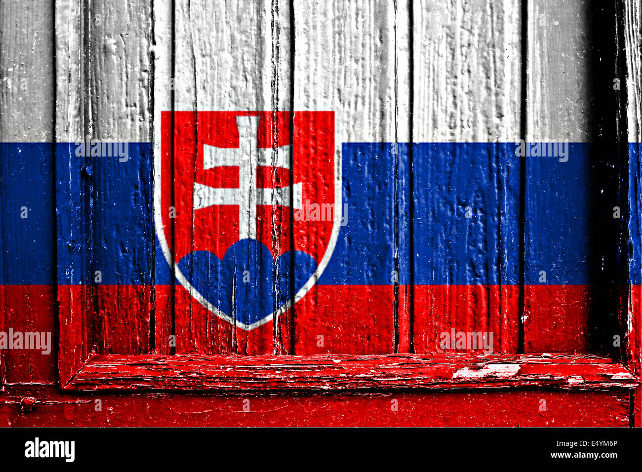 Flagge der Slowakei bemalt auf Holzrahmen Stockfoto